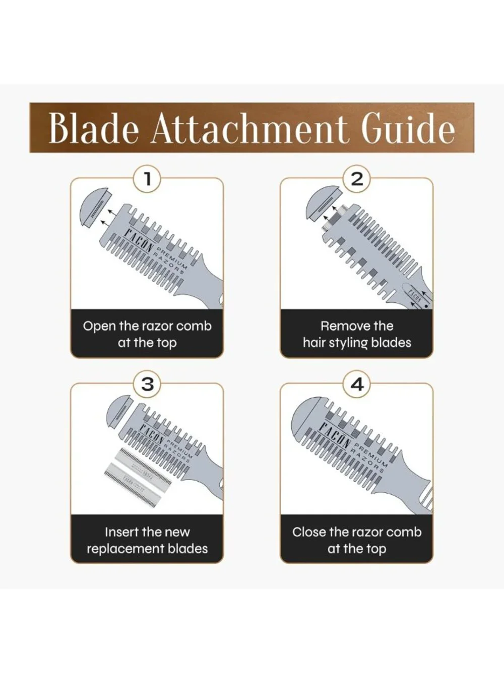 Professional Hair Cutting Razor Comb Kit - 12 Blades, Double Edge Shaper for